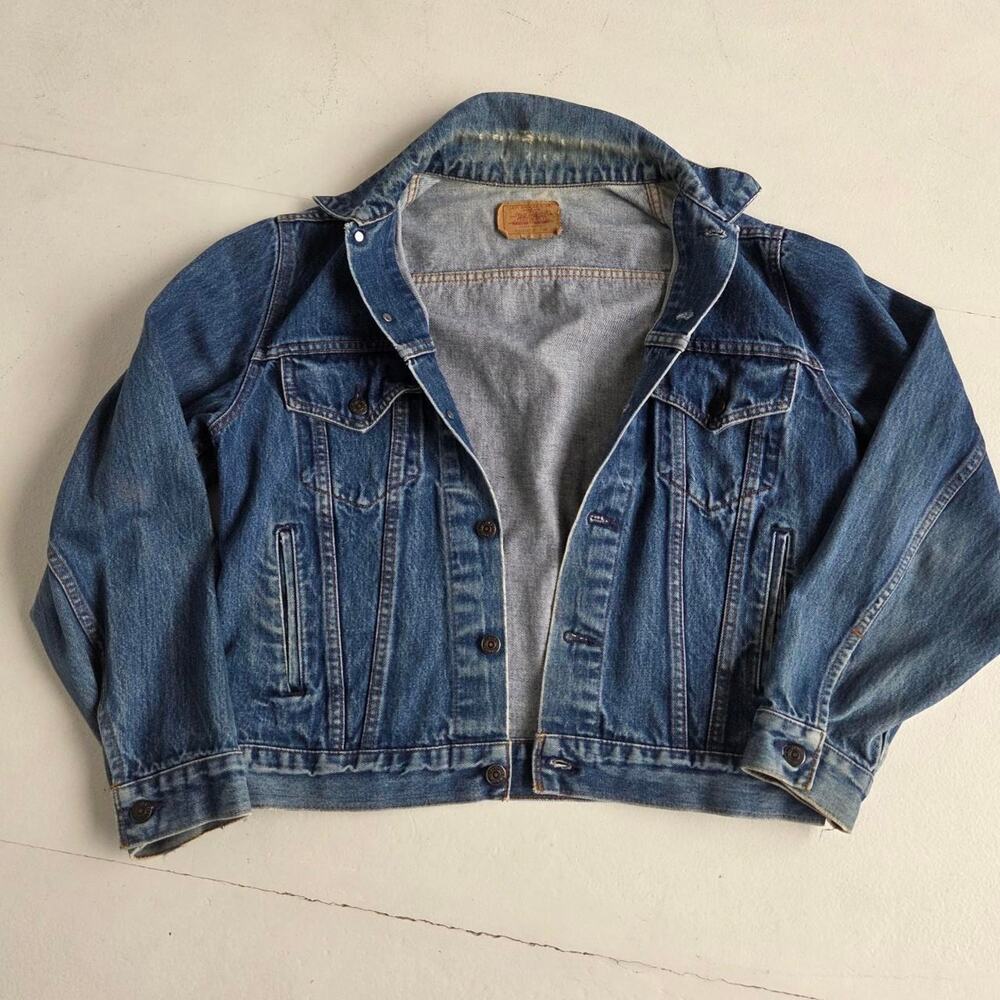Vintage Levi’s 70506 Denim Jacket 42 Large 90s Trucker Faded Blue distressed